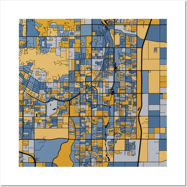 Scottsdale Map Pattern in Blue & Gold Wall Art by PatternMaps